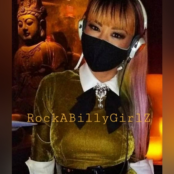 Tatyana Maud Autumn Moss Green Velvet Cuff Sleeve Pinup Pencil Dress w Black Tie - Picture 13 of 16